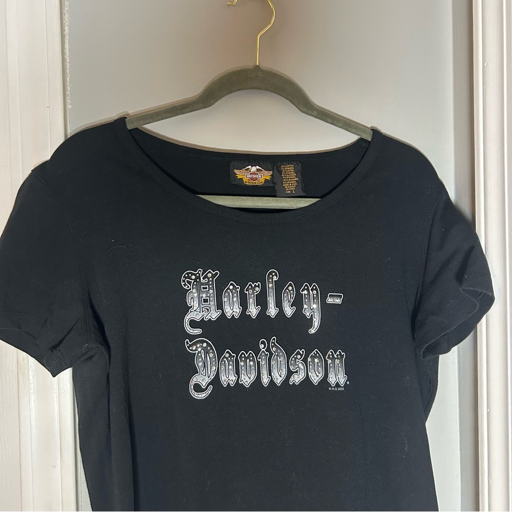 Harley-Davidson Sequin Black Shirt Size Large L USA Made Classy RN 0103819 Vtg - Picture 3 of 8